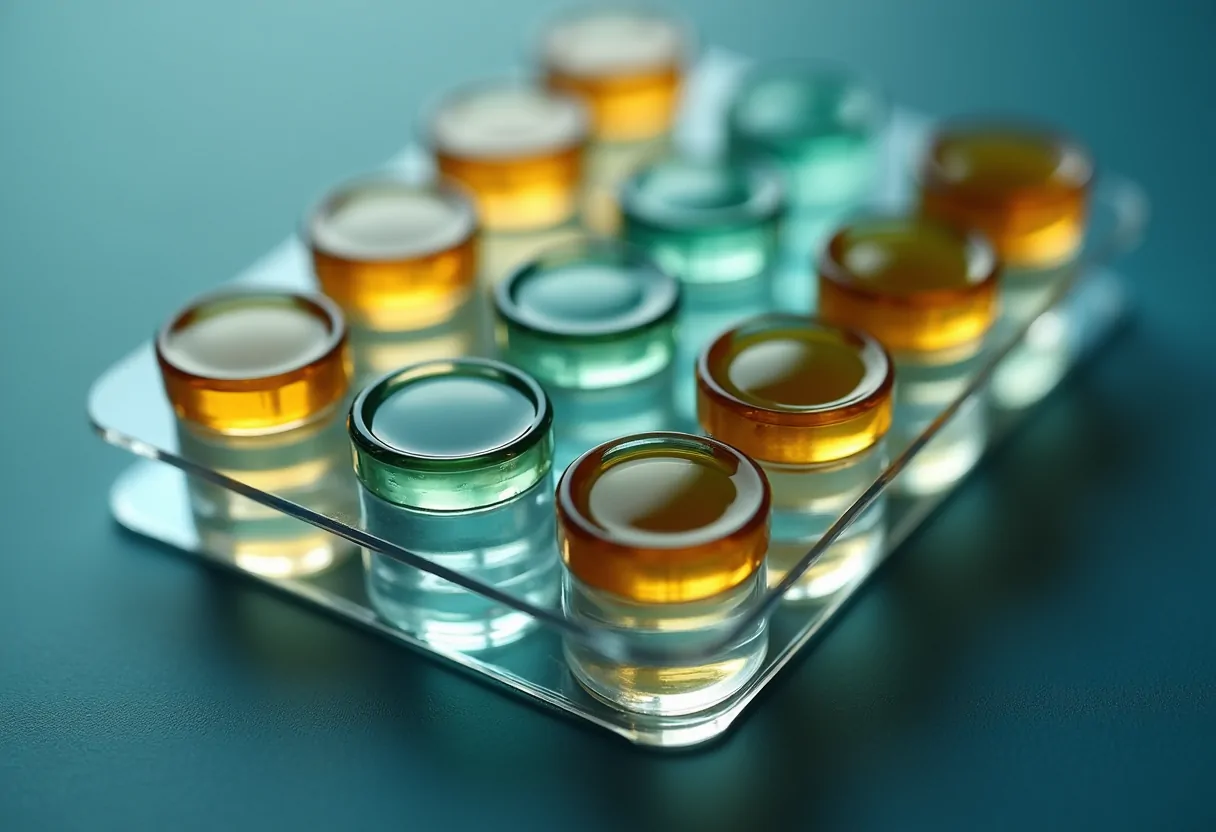 Laboratory microplate wells in graded shades indicating a chromogenic assay