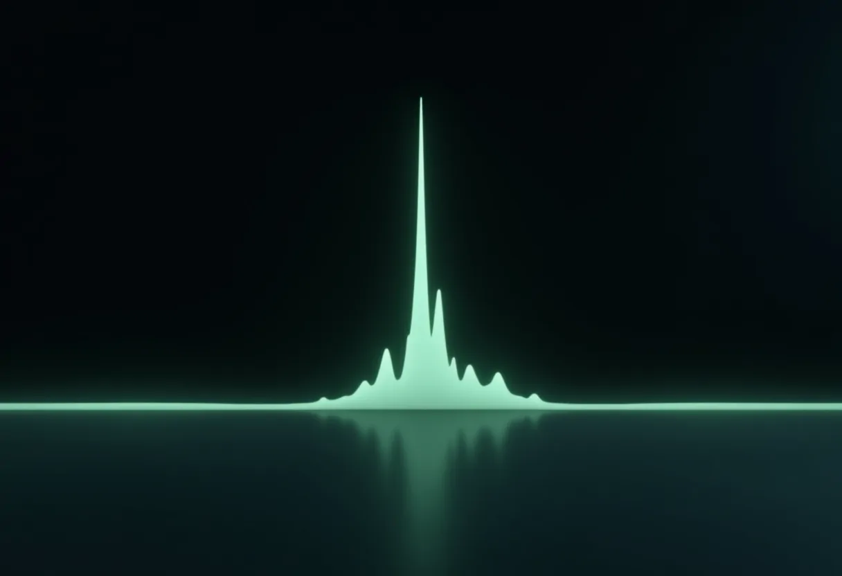 A chromatogram trace showing one dominant peak above a flat baseline