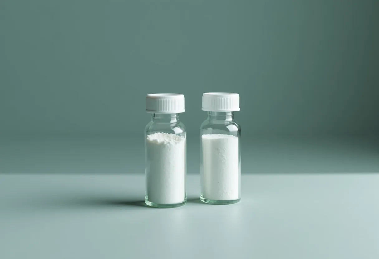 Two apparently identical vials side by side under even light