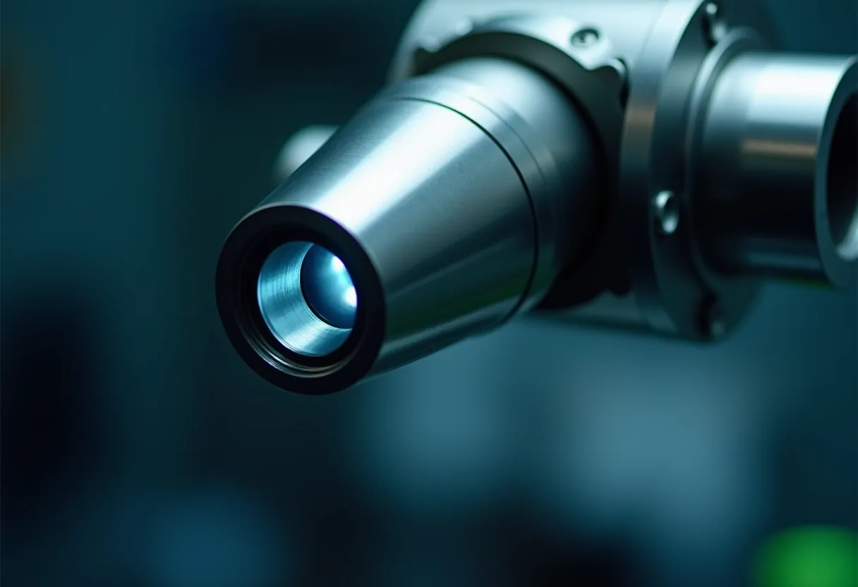A mass spectrometer ion source inlet in close detail